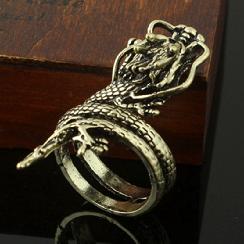 Personality Punk Vintage Exaggerated Dragon Ring For Men Women Fashion Open Men's Rings Domineering Finger Rings Jewelry