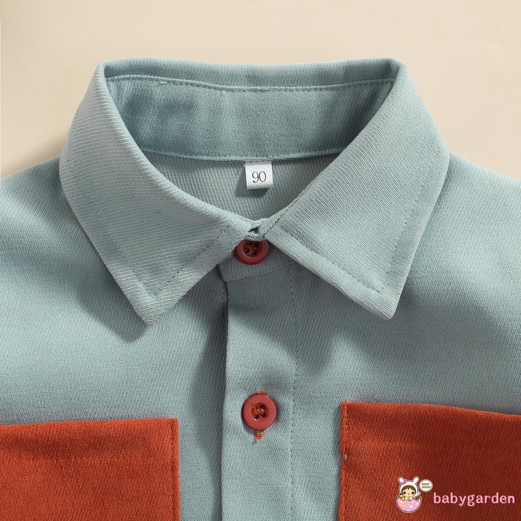 Áo Sơ Mi Tay Dài Phối Túi Thời Trang Xuân Thu Dành Cho Bé Trai 2-7 Tuổi