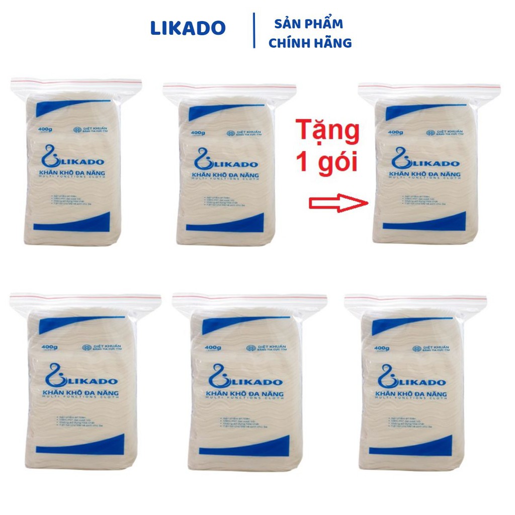 [LIKADO] Khăn giấy khô đa năng Likado 400g kích thước(15x20cm), khoảng 300 tờ(Mua 5 TẶNG 1)