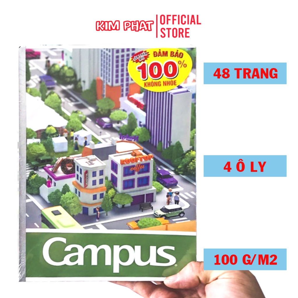 [Mã LIFE0803ALL giảm 10% đơn 0K] Vở Campus My City 48 Trang 4 Ô ly Chống Nhòe NBBMCT481