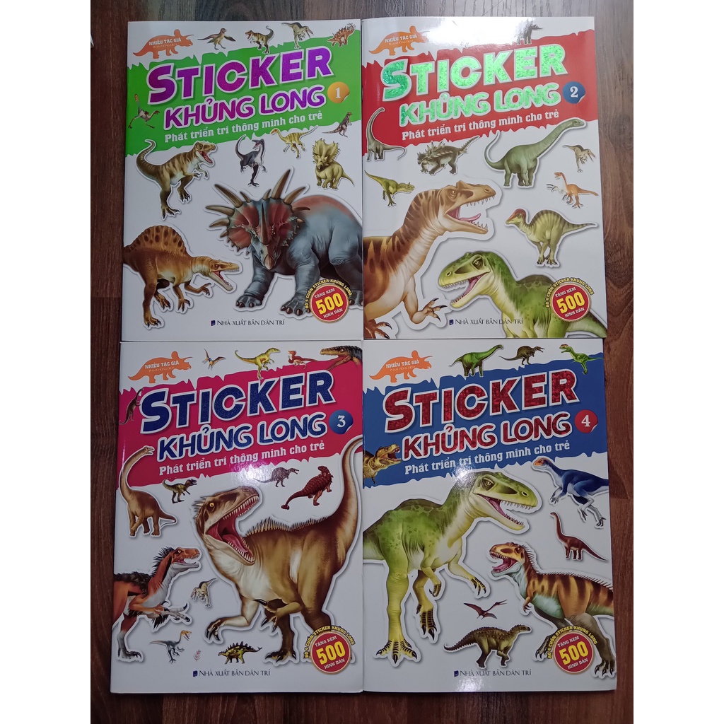 Sách - Combo 4 cuốn sticker khủng long phát triển trí thông minh ( T1 + T2 + T3 + T4)