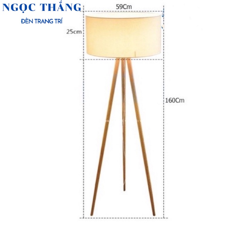 Đèn Cây Đứng Đọc Sách 3 Chân Gỗ Trang Trí Phòng Khách Phòng Ngủ DC539 Ngọc Thắng