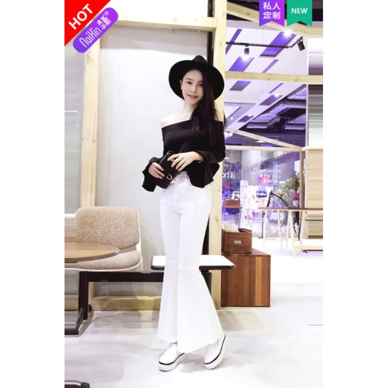 Quần tây trắng ống loe