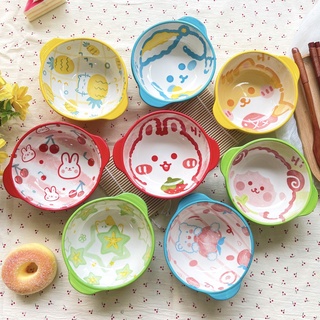 Bát ăn cơm hoạt hình 2 tai bát đĩa sứ chén dĩa dễ thương bát ăn dặm cho bé