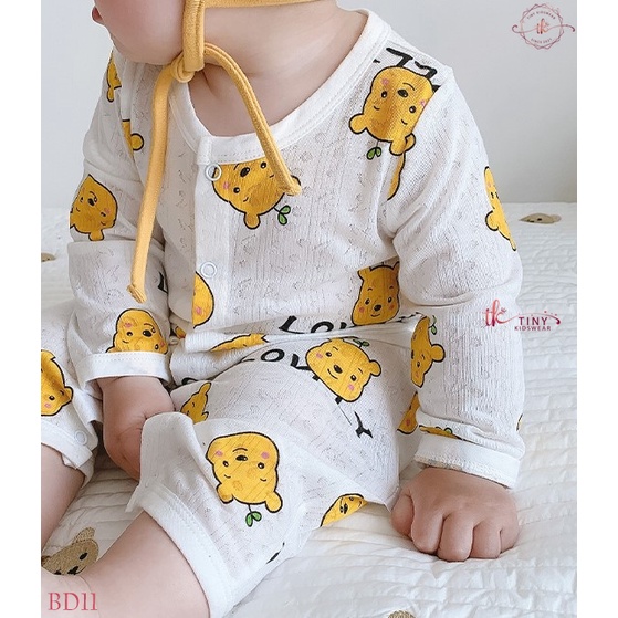 Bộ đồ dài tay vải cotton thông hơi áo liền quần hè thu, bodysuit dài tay hè thu cho bé trai, bé gái từ 3-13kg [BD11]