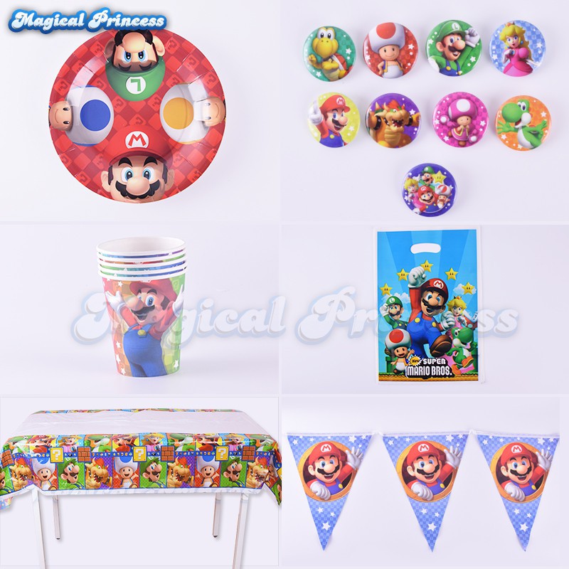 Bộ Phụ Kiện Trang Trí Tiệc Sinh Nhật Chủ Đề super mario