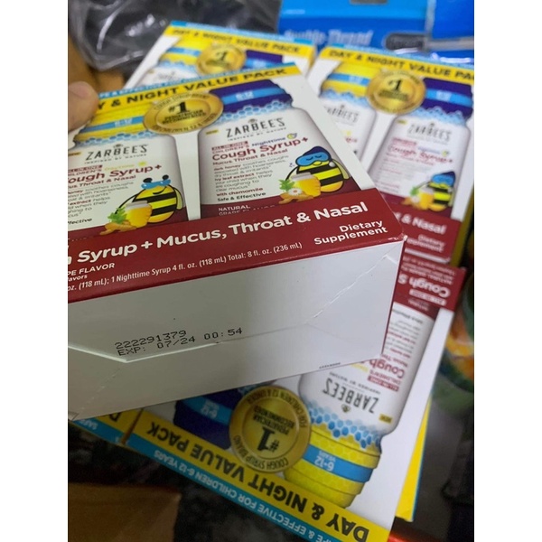 Siro ngày và đêm ZARBEE'S NATURALS Cough Syrup+ Mucus Throat & nasal