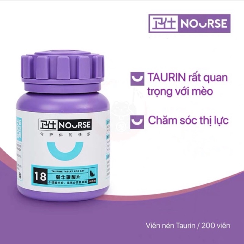 1 VIÊN  - NOURSE 18 HỖ TRỢ TIM MẠCH VÀ SẠCH MẮT, CUNG CẤP TAURINE