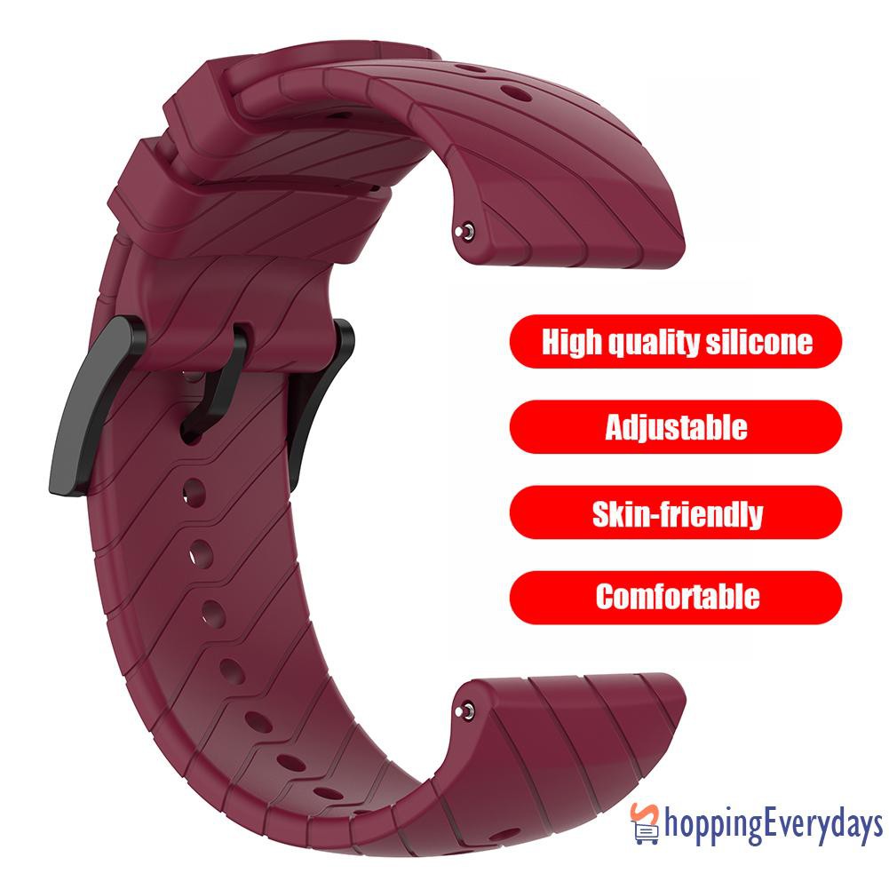 【sv】 Soft Silicone Wristband Bracelet Watch Strap w/Buckle for Suunto 9/9 Baro