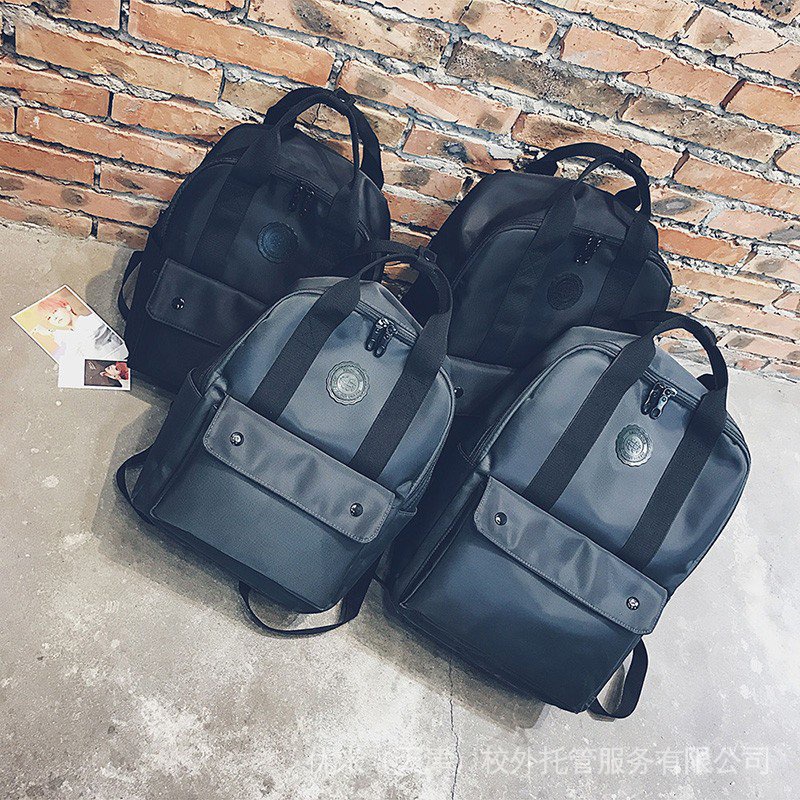 Korean style couple schoolbag women's high school simple backpack Harajuku trendy College student Men's canvas travel