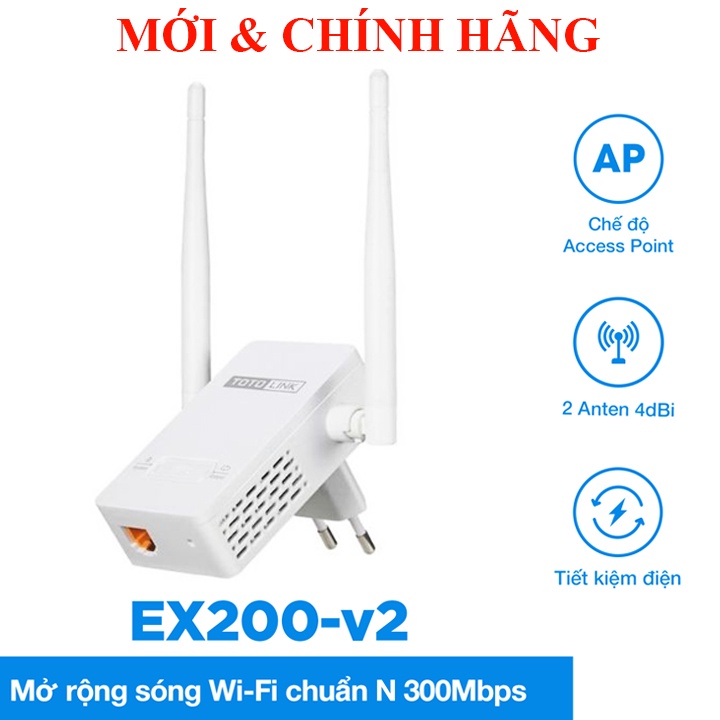 Repeater kích sóng wifi chuẩn N 300Mbps TOTOLINK EX200-V2