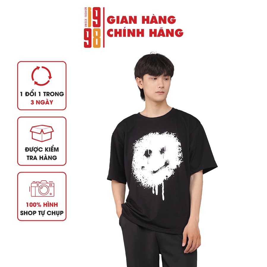 Áo thun nam nữ áo thun unisex tay lỡ form rộng đẹp in hình mặt cười thương hiệu 1998 | BigBuy360 - bigbuy360.vn