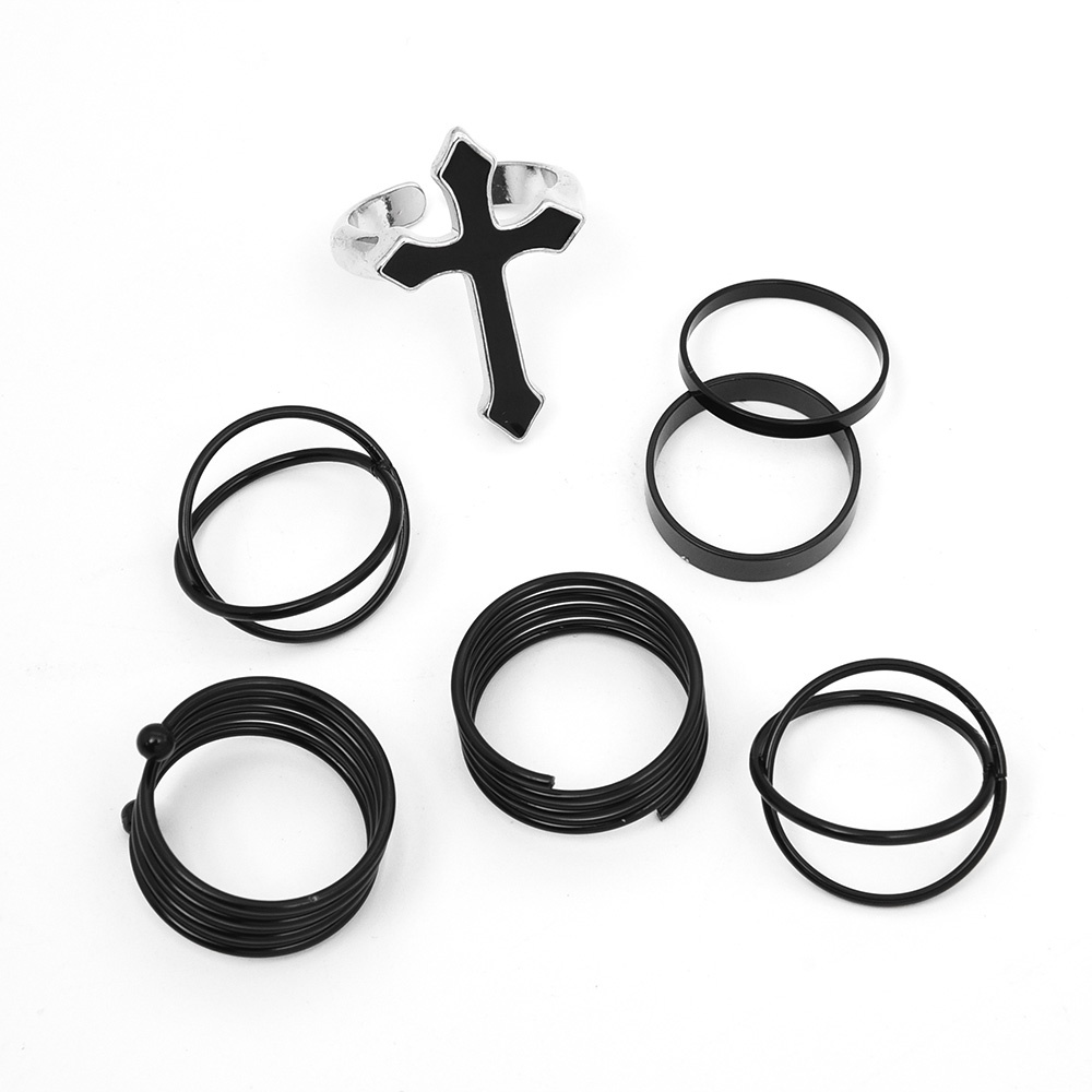 Set Nhẫn Hợp Kim Màu Đen Phong Cách Bohemian Cho Nam