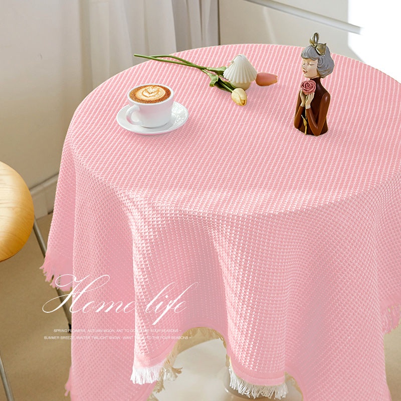 Khăn Trải Bàn Tròn Vải Cotton Lanh Cao Cấp Kiểu Pháp Sang Trọng