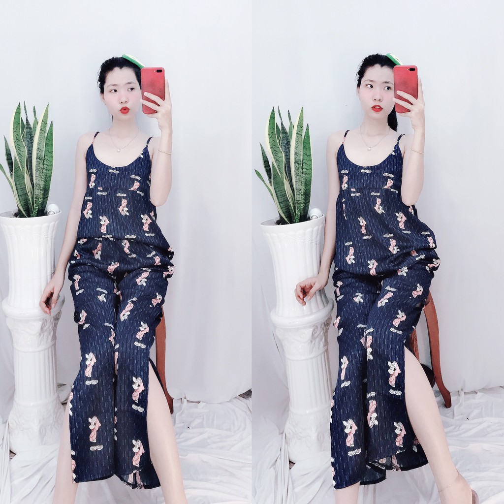Đồ Bộ Nữ Mặc Nhà Lụa Gấm Pijama Quảng Châu Hai Dây Quyến Rũ | BigBuy360 - bigbuy360.vn
