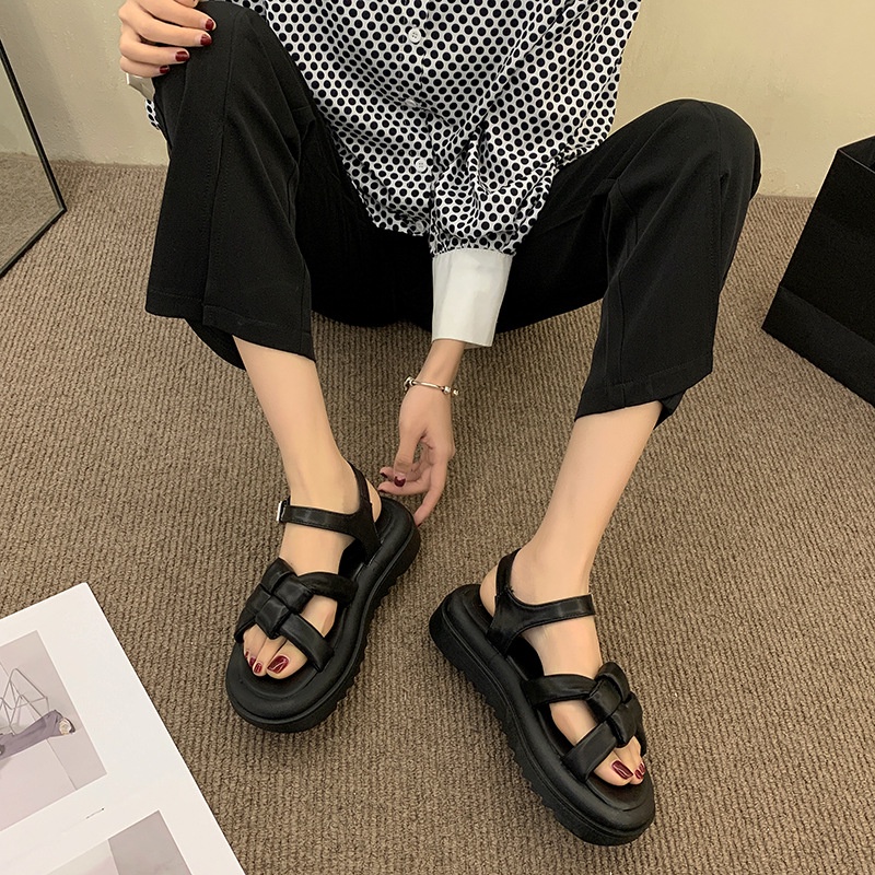 Xăng đan IELGY mũi tròn đan dây khóa cài thời trang dành cho nữ