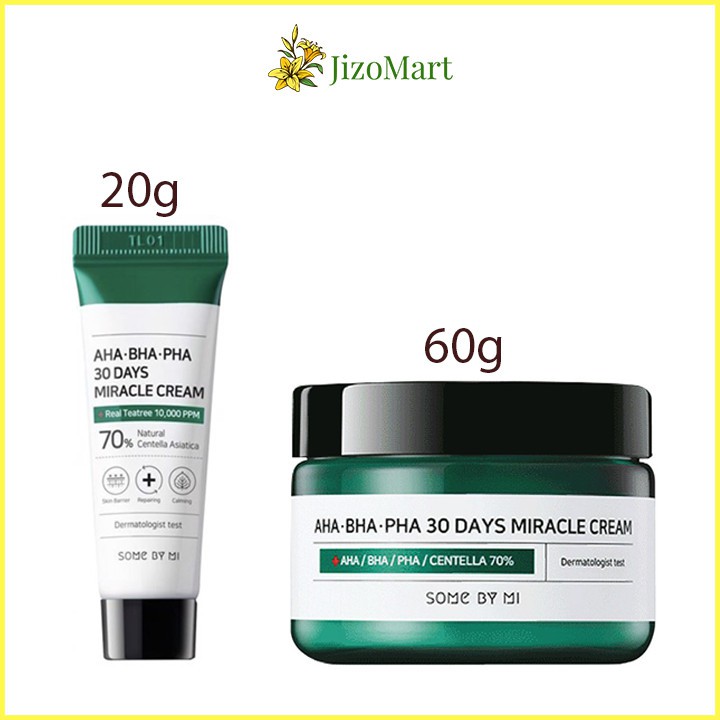 Kem Dưỡng Tràm Trà Giảm Mụn, Dưỡng Da Some By Mi AHA-BHA-PHA 30 Days Miracle Cream 60g & 20g