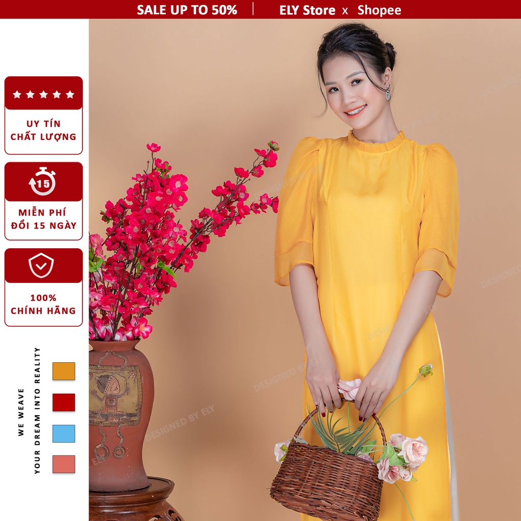 Áo dài cách tân nữ thời trang cách điệu ELY voan tơ cao cấp đổi trả 15 ngày