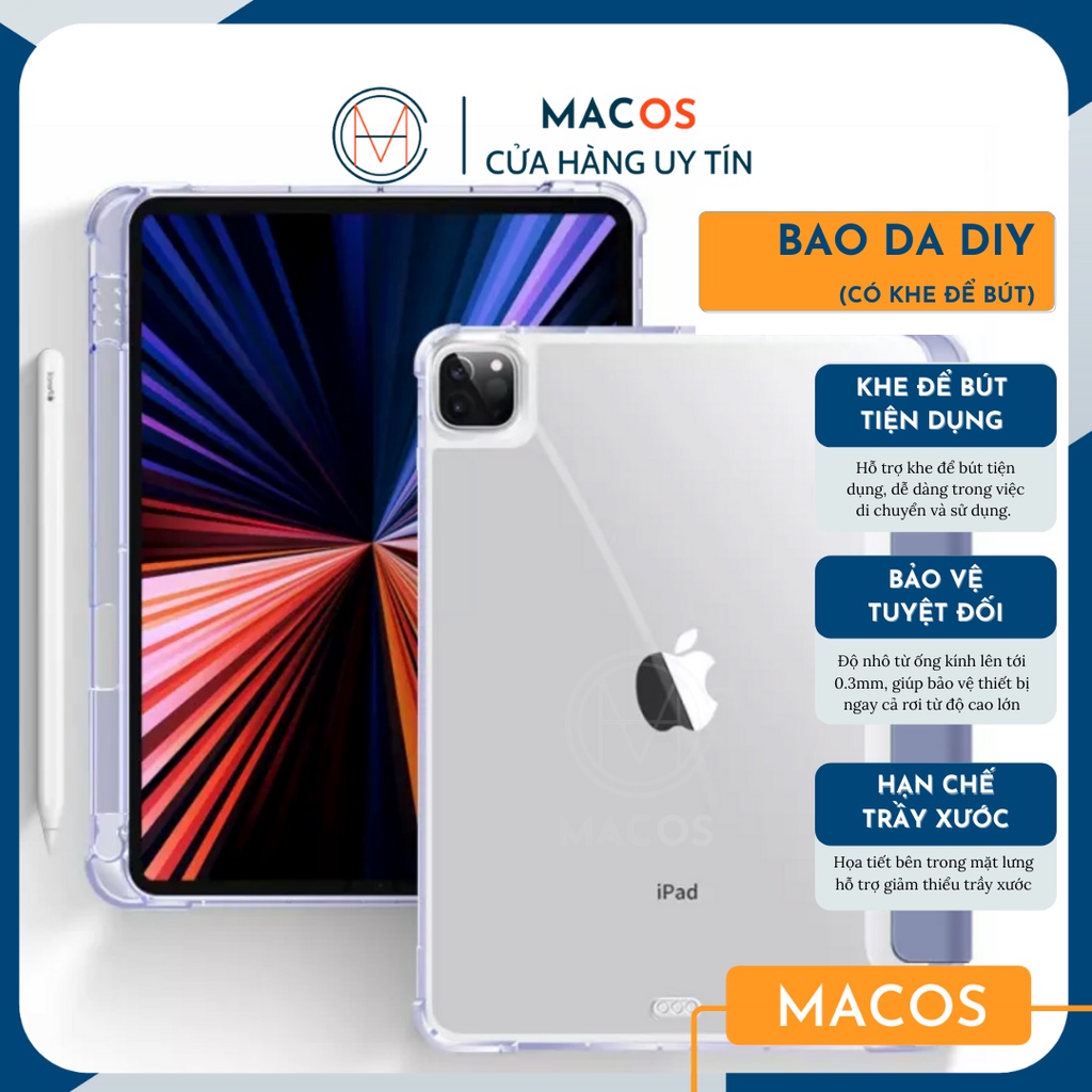 [HIGHLY RATED] Bao da Ipad DIY có khay đựng bút, nhám mờ chống ố - Case ốp lưng Gen 7/8 10.2 Air 3 4 Pro 11 12.9 (AB05)