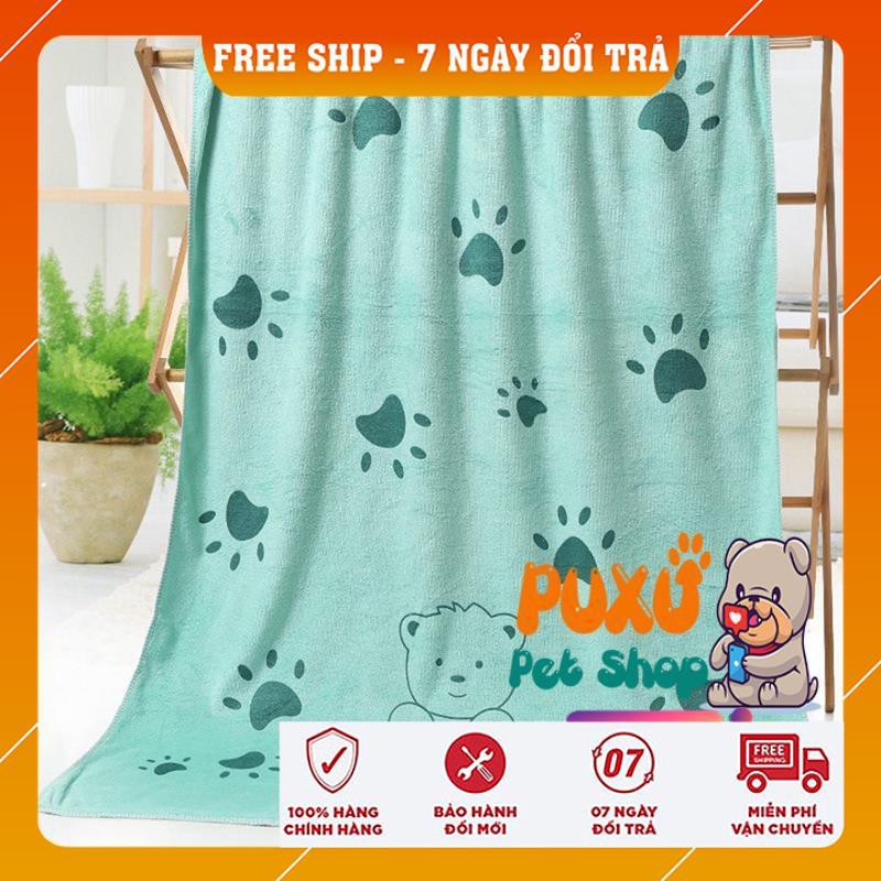 Khăn Tắm Chó ✔️BÁN BUÔN✔️  Siêu thấm Nhanh Khô Hình Dấu Chân Chó size To 5 - 20kg 140*70cm