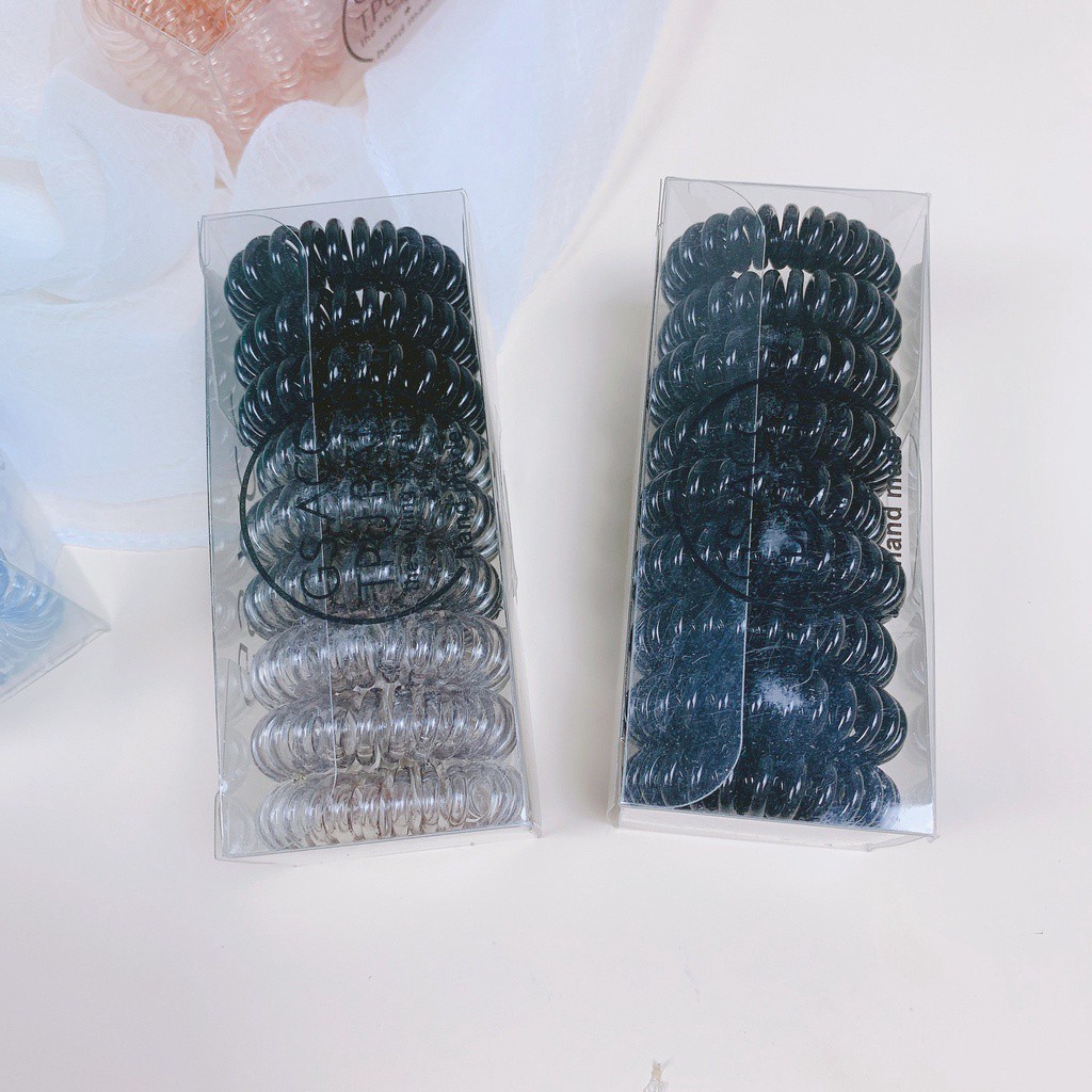 Set 9 cột tóc lò xo co giãn màu gradient xinh xắn cho nữ