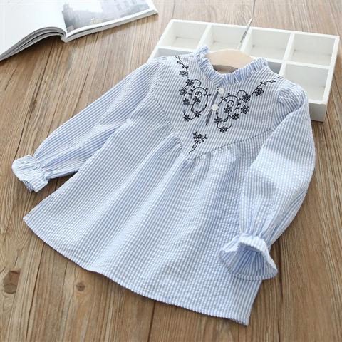 Áo sơ mi dài tay thêu hoa ở ngực cho bé gái  N00227