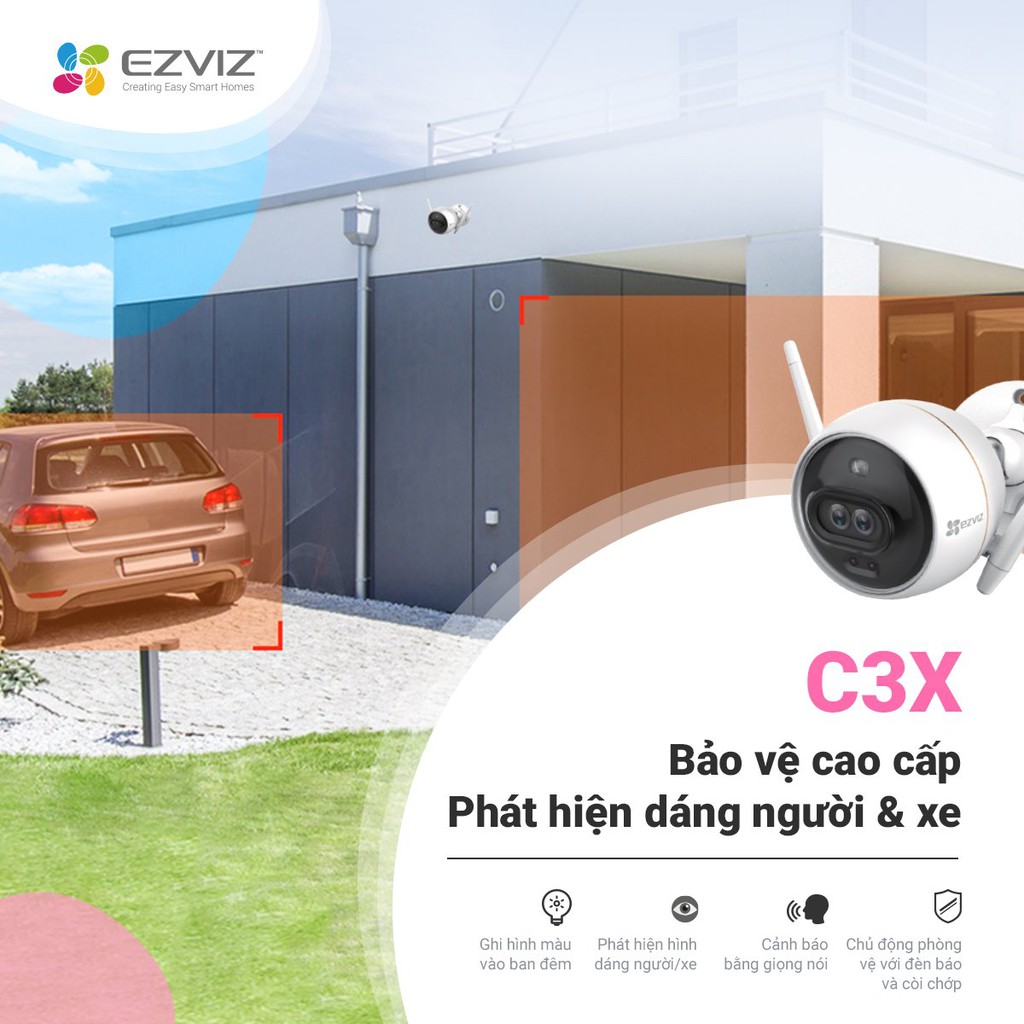 Camera WIFI Ngoài Trời EZVIZ C3X 1080P, IP67, Ghi Hình Màu Ban Đêm, AI Phát Hiện CĐ Người/Xe,Nén Video H265 | BigBuy360 - bigbuy360.vn