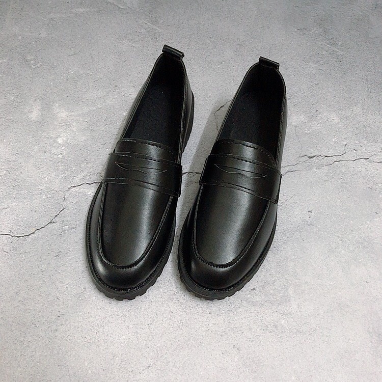 Giày lười nữ da màu đen đế cao 4cm, giày slip on nữ G9285