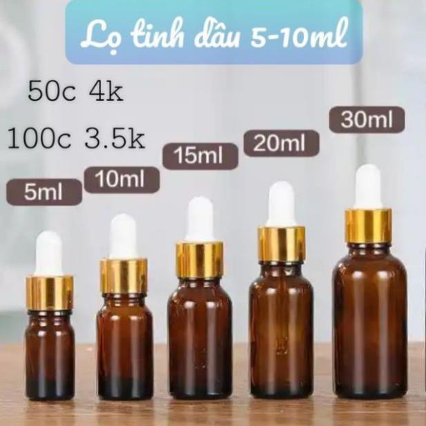 [5ml/10ml] Lọ đựng tinh dầu bóp giọt khoen vàng chiết mỹ phẩm