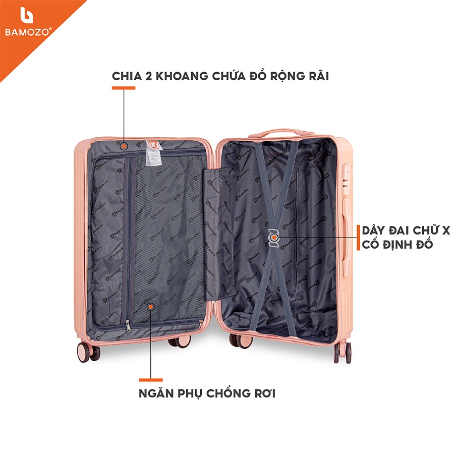 Vali Bamozo 8801 Size 20inch và 24inch Chất Liệu Nhựa ABS Bền Đẹp Bảo Hành 5 Năm