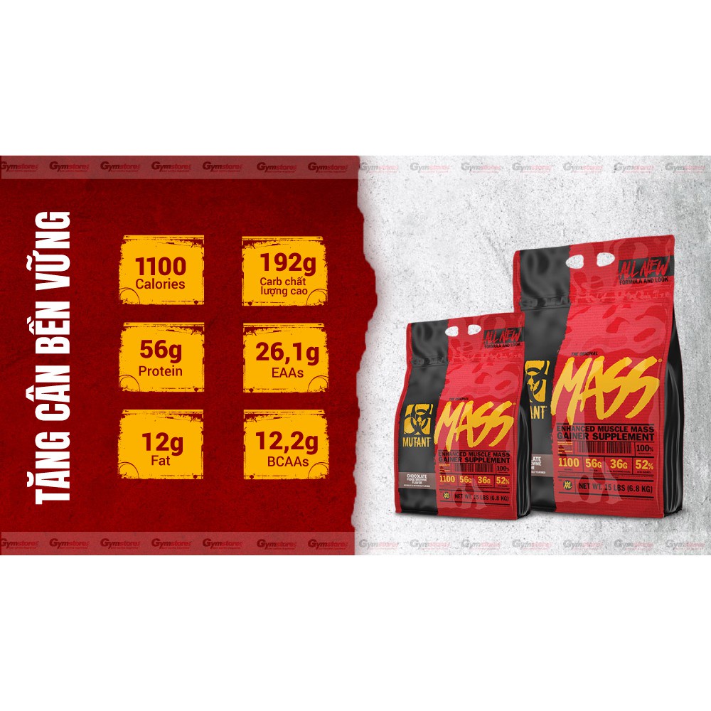 Sữa tăng cân Mutant MASS 12 Lbs  Hỗ Trợ Tăng Cân, Tăng Cơ Cho Người Gầy, Kén Ăn, Khó Lên Cân,  Authentic 100%.