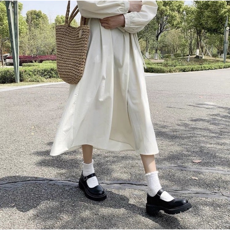 Giày búp bê có quai Mary Jane đế cao lót caro vintage Yannie Lolita ulzzang Hàn Quốc