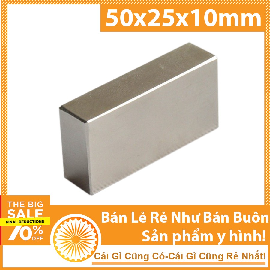 Nam châm đất hiếm 50x25x10mm nam châm siêu mạnh