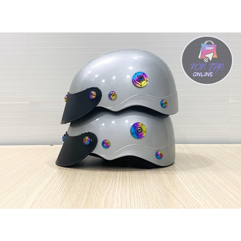 Nón Bảo Hiểm Trơn - Sơn Nhiều Màu - Phủ NaNo - Gắn 7 ốc + Gù TiTan Gr5 Siêu Ngầu