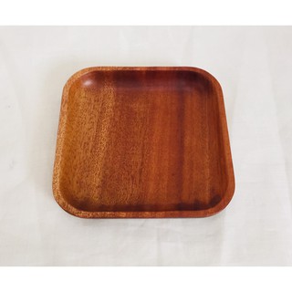 Dĩa vuông gỗ xà cừ thanh tú 14cm