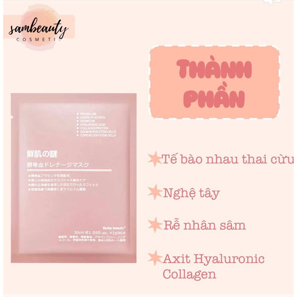 Mặt nạ nhau thai cừu Nhật cuống rốn tế bào gốc dưỡng da tái tạo collagen cung cấp độ ẩm HUBEAUTY