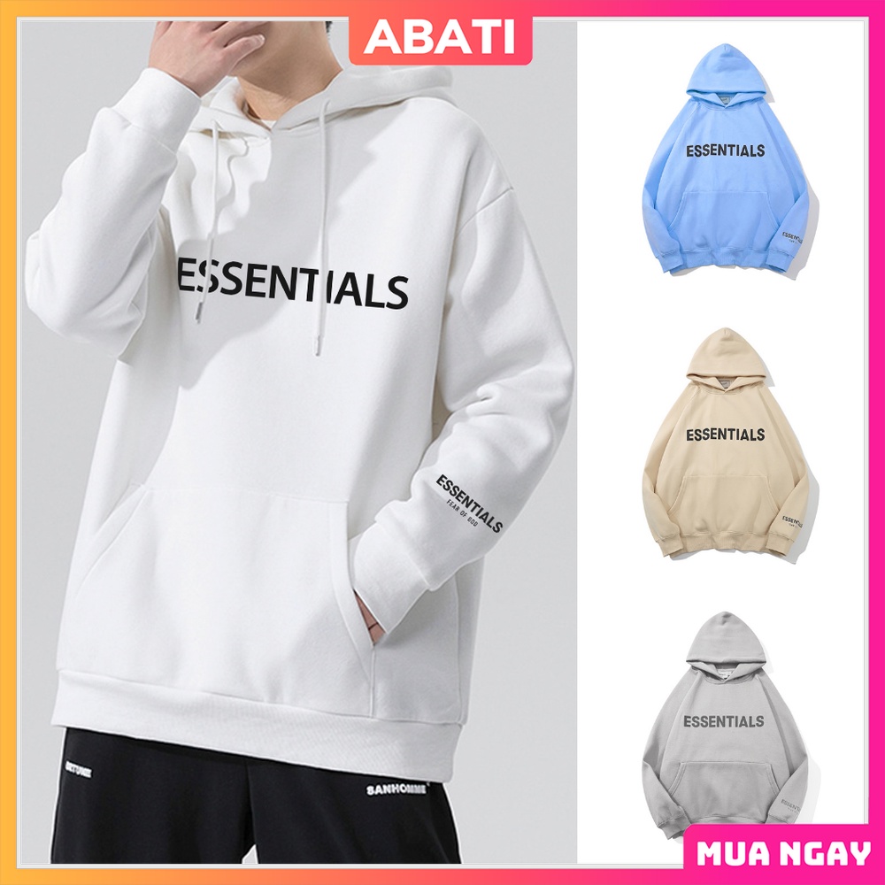 Áo hoodie essentials form rộng lót nỉ khoác ngoài dày dặn ấm áp ABATI Áo khoác hoodie essentials phong cách hàn quốc