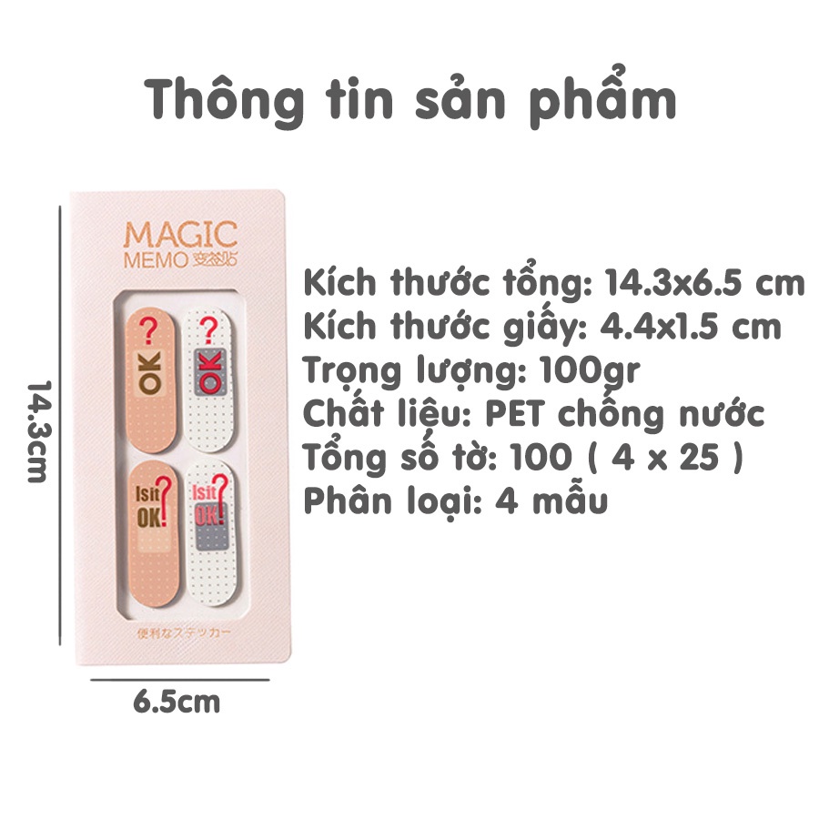 Set Bộ 100 Giấy Ghi Chú Đánh Dấu Trang Câu Hỏi Nhiều Mẫu Dễ Dàng Xé Rời