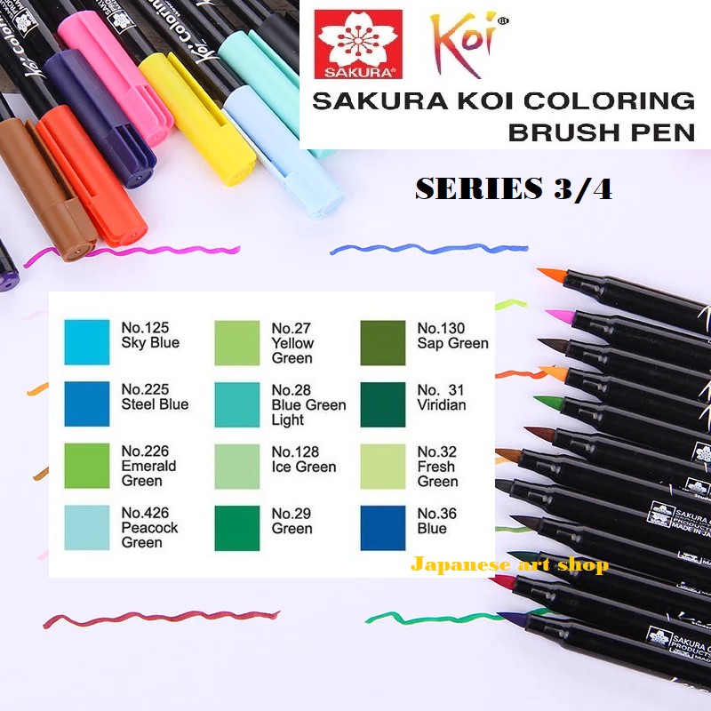 Bút Cọ Sakura KOI Coloring Brush Pen Từ Nhật Bản (BẢNG MÀU 3/4)