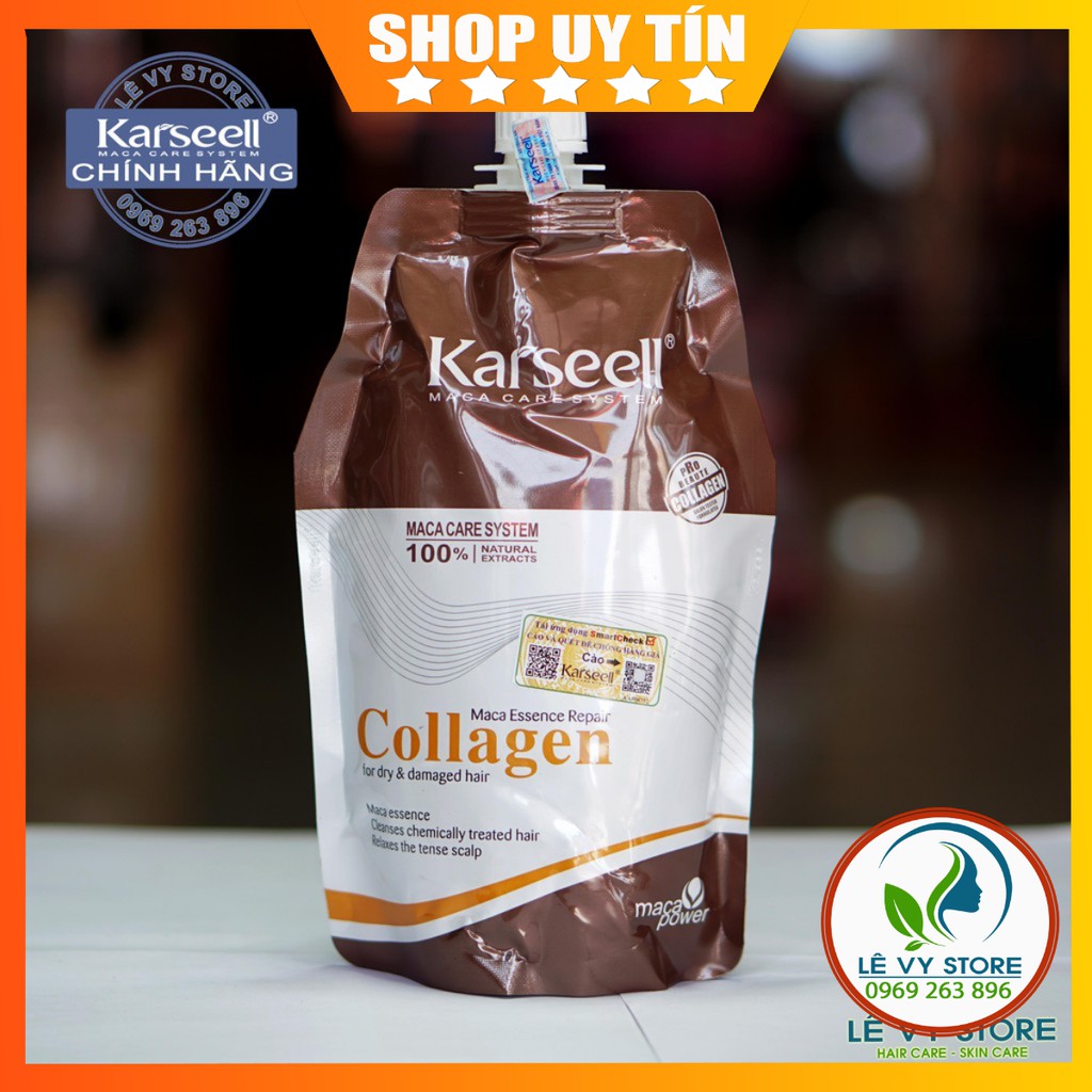 Hấp Tóc Phục Hồi Siêu Mềm Mượt Karseell maca Collagen 500ml