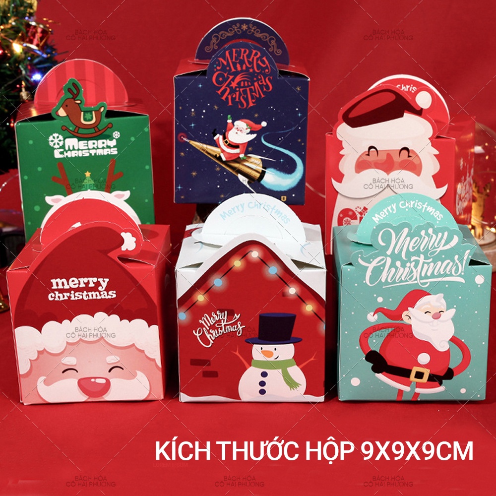 [Combo 5 Hộp] Hộp quà tặng, bánh kẹo - Mẫu Noel, Giáng sinh 2022 (9cm*9cm)