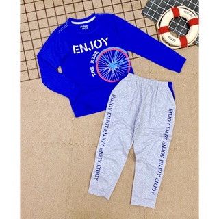 Bộ thun dài tay Enjoy cho bé 33-55kg, Đồ ngủ dài tay thun cotton xịn cho bé trai