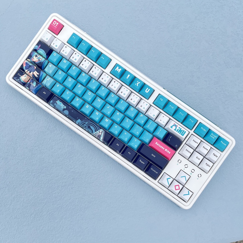 140 Phím Hatsune Miku Keycap Cherry Profile Miku Anime PBT Dye Sub Bàn phím cơ học Keycaps