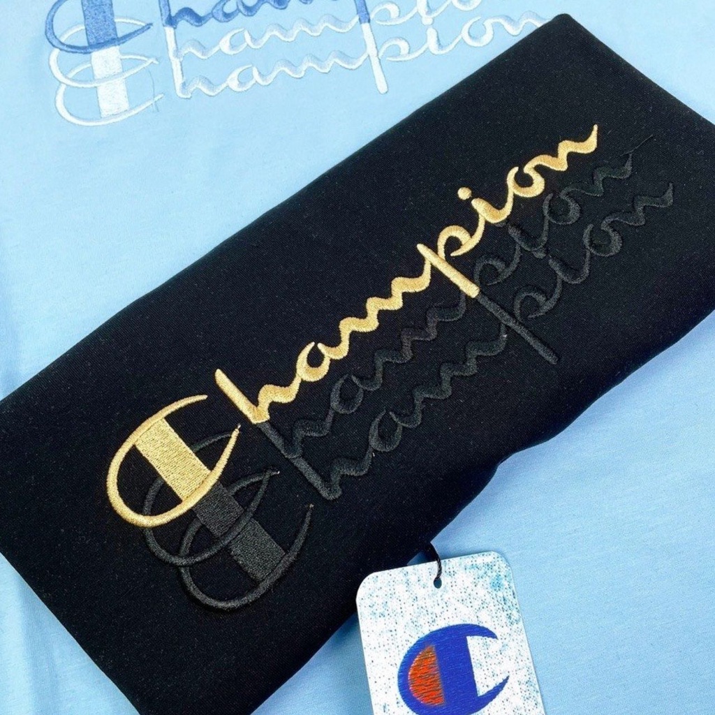 Áo Thun Cộc Tay Champion Thêu 3 Line Unisex Hot Trend