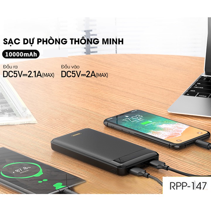 Pin Dự Phòng 10000mah Remax RPP-147 Jany Series 2 cổng USB | WebRaoVat - webraovat.net.vn