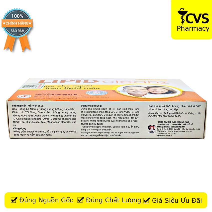 Lipidcleanz - Giải Pháp Hoàn Hảo Cho Người Rối Loạn Mỡ Máu Hộp 30 Viên Lipid Cleanz – cvspharmacy