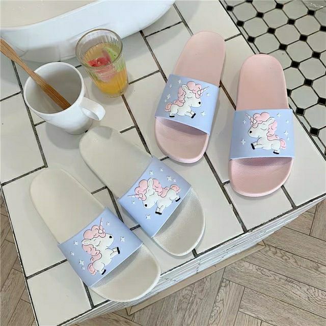 Dép kì lân có sừng quai ngang siêu cute - dép unicorn  cao su mềm mại, êm chân