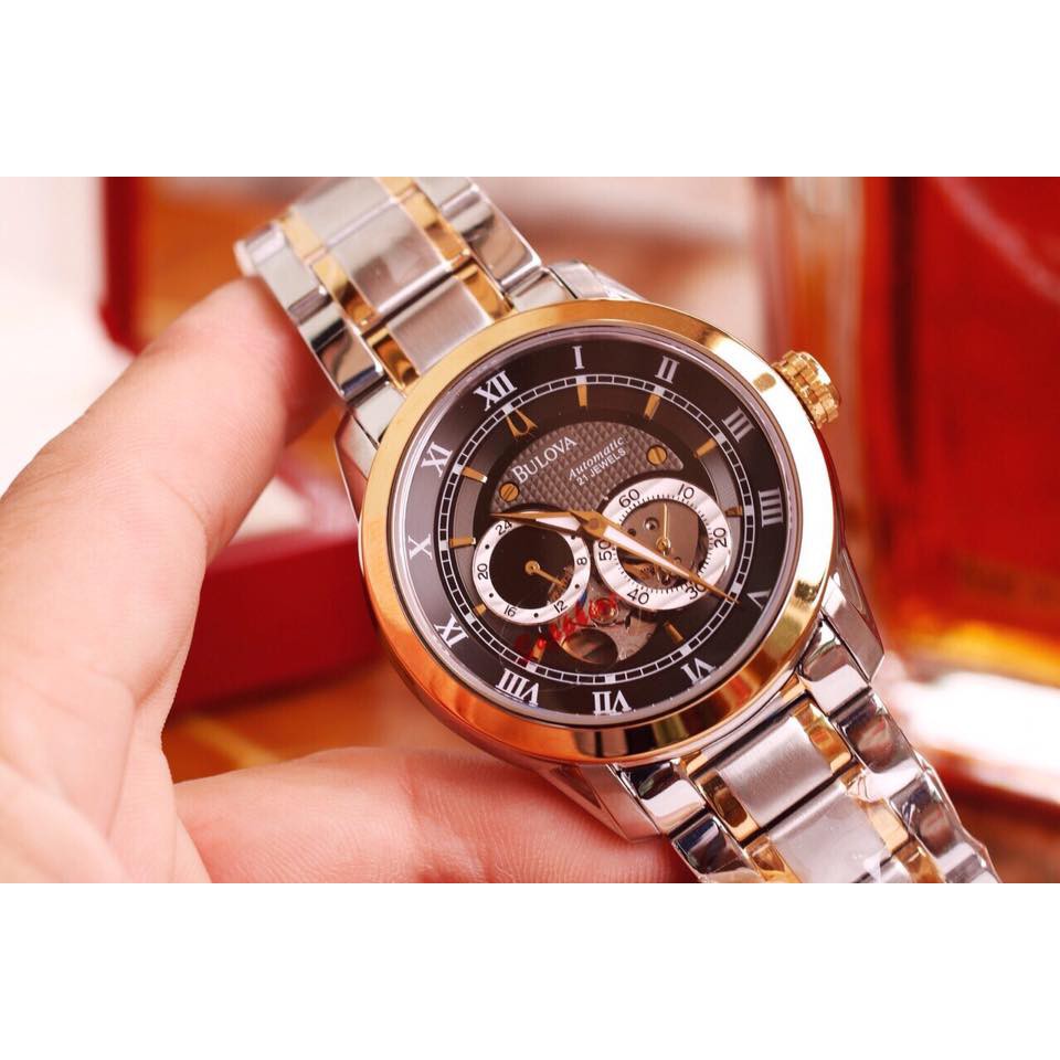Đồng Hồ Cơ Nam Bulova Cao Cấp Automatic BUOH04TR Máy Cơ Tự Động Chống Xước Chống Nước
