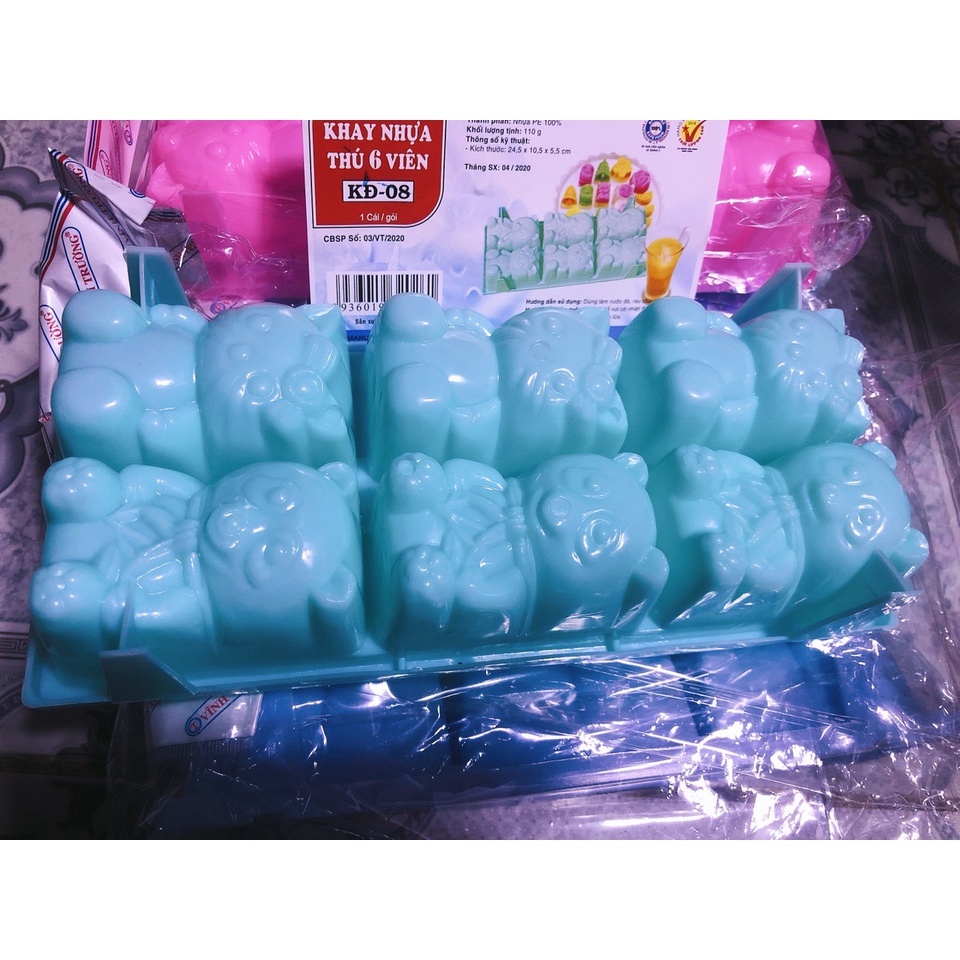Khay đá 6 viên hình con thú cute Vĩnh Trường mã KD - 08 mẫu mới
