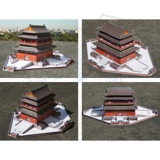 Mô hình giấy kiến trúc Trung Quốc Beijing Drum Tower